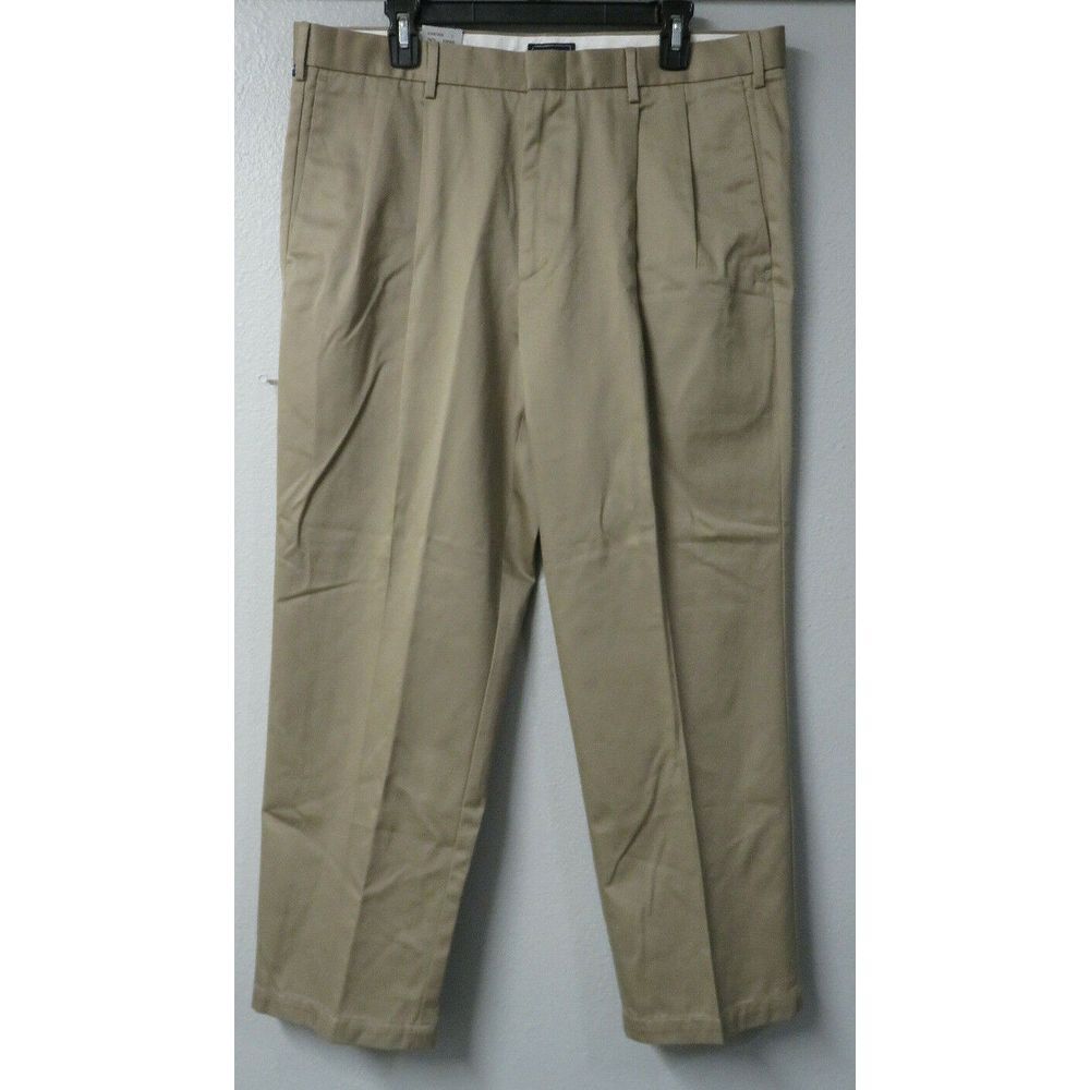 Mens Dockers Dress Pants Size 38x29 Brown Khaki Anti Wrinkle Classic Fit Pleated